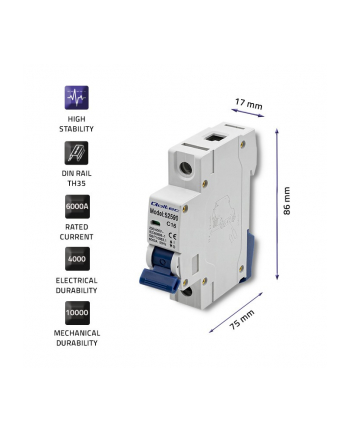 qoltec Wyłącznik naprądowy C16 | bezpiecznik | AC | 16A | 1P