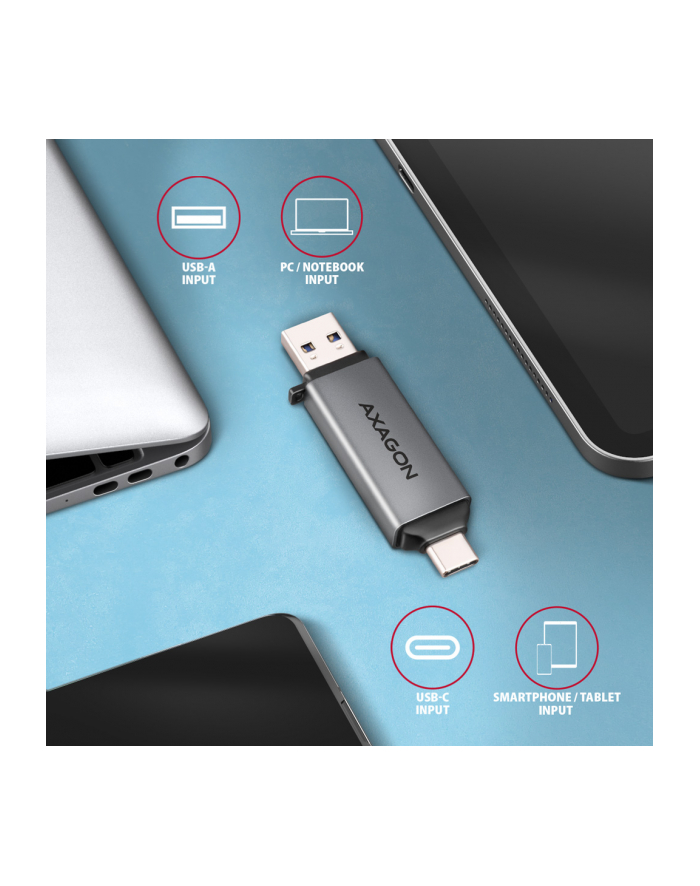 axagon CRE-DAC Czytnik kart zewnętrzny USB3.2 Gen 1 Type-C + Type-A SD/microSD główny