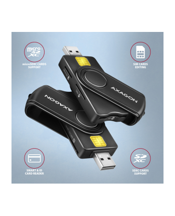 axagon CRE-SMP2A Czytnik kart identyfikacyjnych ' SD/microSD/SIM card PocketReader USB