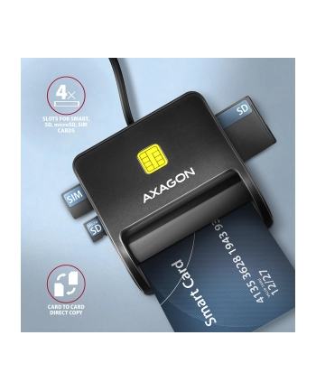 axagon CRE-SM3SD Czytnik kart identyfikacyjnych ' SD/microSD/SIM USB