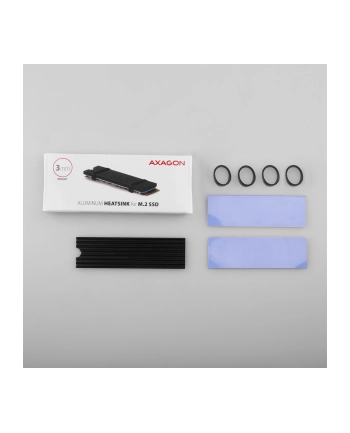 axagon CLR-M2L3 Chłodnica aluminiowa pasywna do dysku M.2 SSD, ALU korpus, silikonowe podkładki termiczne, wysokość 3mm nr 1