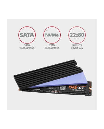 axagon CLR-M2L3 Chłodnica aluminiowa pasywna do dysku M.2 SSD, ALU korpus, silikonowe podkładki termiczne, wysokość 3mm nr 2