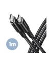 axagon Kabel BUCM-CM10AB USB-C  USB-C 2.0, 1m, PD 60W, 3A, ALU, oplot Czarny - nr 25