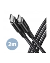 axagon Kabel BUCM-CM20AB USB-C USB-C 2.0, 2m, PD 60W, 3A, ALU, oplot Czarny - nr 9