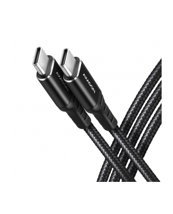 axagon Kabel BUCM-CM20AB USB-C USB-C 2.0, 2m, PD 60W, 3A, ALU, oplot Czarny