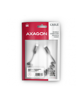 axagon Kabel BUCM-CM10TB Twister USB-C   USB-C, 0,6m, USB 2.0, 2.4A, ALU, PVC Czarny