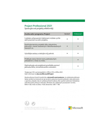 microsoft MS Project Professional 2021 Win Slovak P8 1 License Medialess (SK)
