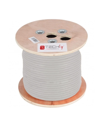TECHLY Kabel skrętka Cat5e F/UTP drut miedź LSZH 305m szara nr 1