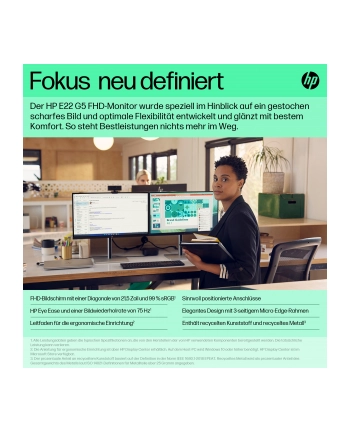 hp inc. HP E22 G5 21.5inch FHD Monitor 1920x1080 16:09 HDMI DP