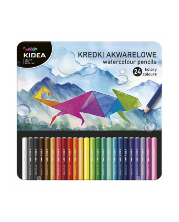 derform Kredki akwarelowe 24 kolory w metalowym pudełku Kidea
