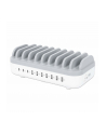 MANHATTAN 10-Port USB Charging Station 3x USB-C PD Ports up to 18 W/Port 7x USB-A Ports up to 12 W 2.4 A/Port 120 W Total White/Gray - nr 15