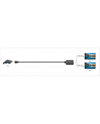 PREMIUMCORD  HDMI 2.0 MINI SPLITTER 1-2 PIGTAIL, ULTRA HD 4K@60HZ, FULL HD 1080P, HDCP 2.2, DOWNSCALER, OBUDOWA Z TWORZYWA SZTUCZNEGO, KOLOR CZARNY  ( nr 2