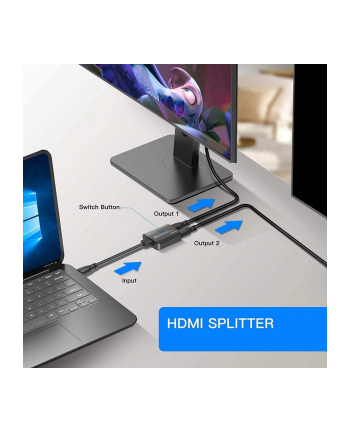 PREMIUMCORD  HDMI 2.0 MINI SPLITTER 1-2 PIGTAIL, ULTRA HD 4K@60HZ, FULL HD 1080P, HDCP 2.2, DOWNSCALER, OBUDOWA Z TWORZYWA SZTUCZNEGO, KOLOR CZARNY  ( nr 1