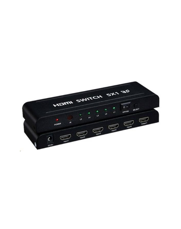 Premiumcord Hdmi Przełącznik 5:1 Z Pilotem Zdalnego Sterowania I Zasilaczem Sieciowym, Metalowa Obudowa, Przełącznik Ze Statusem Led, Rozdzielczość Wi główny