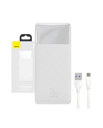 Baseus Bipow powerbank z szybkim ładowaniem 30000mAh 20W biały (Overseas Edition) + kabel USB-A - Micro USB 0.25m biały (PPBD050402) nr 2