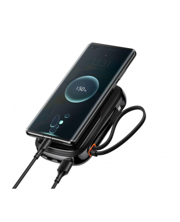 Baseus Qpow Digital Display powerbank z szybkim ładowaniem 20000mAh 22,5W QC/PD/SCP/FCP z wbudowanym kablem USB-C czarny nr 1