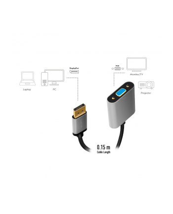 logilink Adapter DP do VGA 1080p 60Hzc Aluminiowy 0.15m