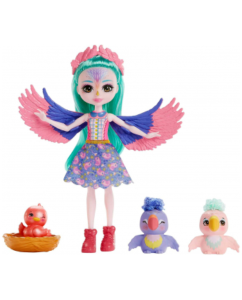 Enchantimals Rodzina Papugi Filia Finch Lalka + figurki HKN15 MATTEL