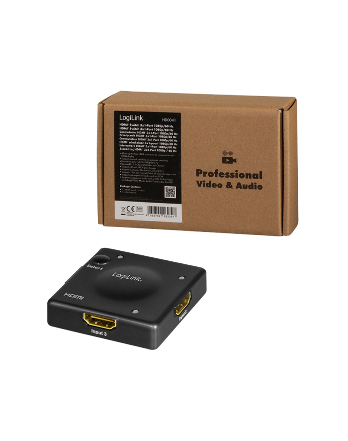 logilink Switch 3x1 HDMI, 1080p 60Hz główny