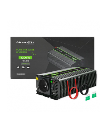 qoltec Przetwornica napięcia Monolith | 600W | 1200W | 12V na 230V |    Czysty Sinus