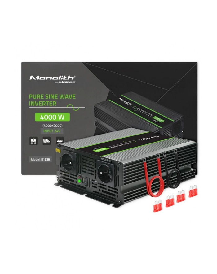 qoltec Przetwornica napięcia Monolith | 2000W | 4000W | 24V na 230V |   Czysty Sinus główny