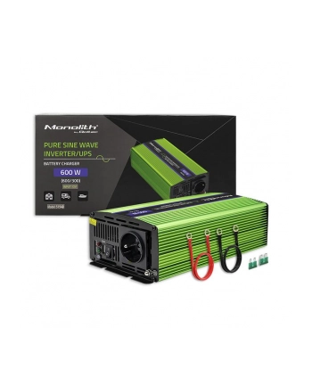 qoltec Przetwornica napięcia Monolith | ładowanie baterii | UPS | 300W |600W | 12V na 230V | Czysty Sinus nr 2