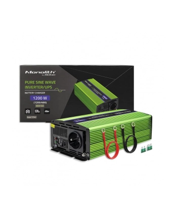 qoltec Przetwornica napięcia Monilith | ładowanie baterii | UPS | 600W |1200W | 12V na 230V | Czysty Sinus nr 1