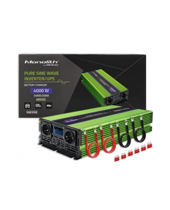 qoltec Przetwornica napięcia Monolith | ładowanie baterii | UPS | 2000W | 4000W | 12V na 230V | Czysty Sinus | LCD nr 1