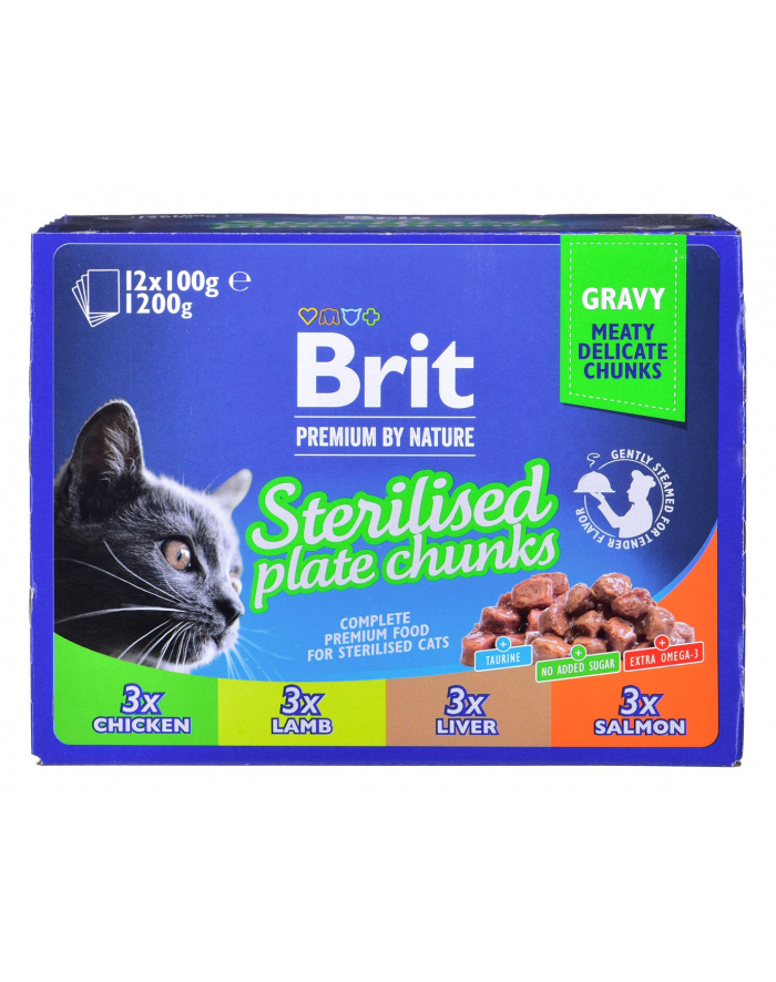 Brit Cat Pouches STERILE PLATE 1200g (12x100g) główny