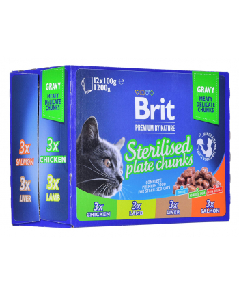Brit Cat Pouches STERILE PLATE 1200g (12x100g)