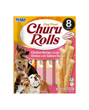 Przysmak Inaba CHURU ROLLS Kurczak i łosoś dla psa 8x12g