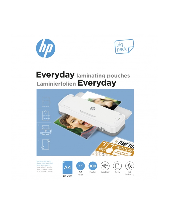 hewlett-packard Folia laminacyjna HP EVERYDAY A4 80 mic, 100 szt główny
