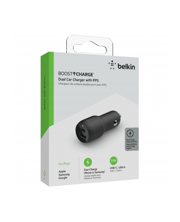 belkin Dwuportowa ładowarka samochodowa BoostCharge z PPS 37W USB-C PD Dual PPS USB-C 25W USB-A 12W