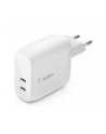 belkin Dwuportowa ładowarka BoostCharge 40W Dual 20W USB-C PD biała - nr 1