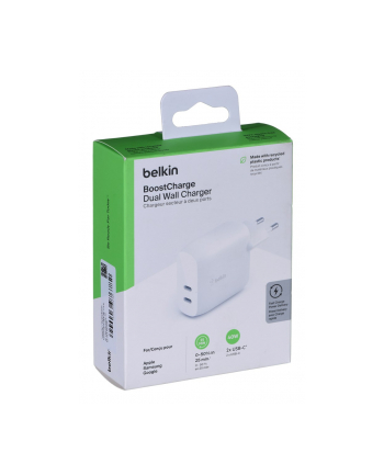 belkin Dwuportowa ładowarka BoostCharge 40W Dual 20W USB-C PD biała