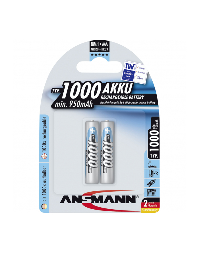 Akumulator NiMH 2xAAA 1000mAh główny