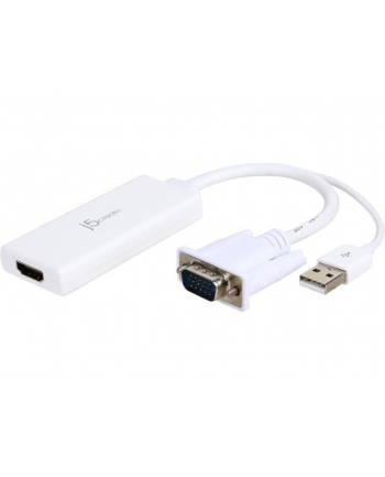 J5CREATE  JDA214 ADAPTER KABLOWY 0,176 M VGA, USB A HDMI BIAŁY  (JDA214)