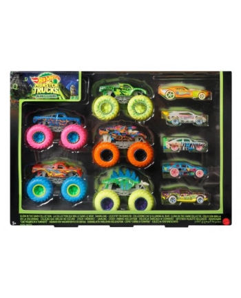 Hot Wheels Monster Truck Pojazdy 1:64 Świecące w ciemności 10-pak HCB57 MATTEL