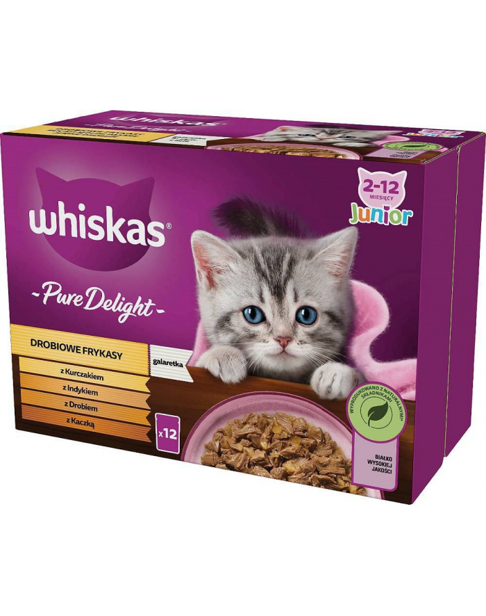 Whiskas Sasz Potr Pur Del Jun Drób 12x85g główny