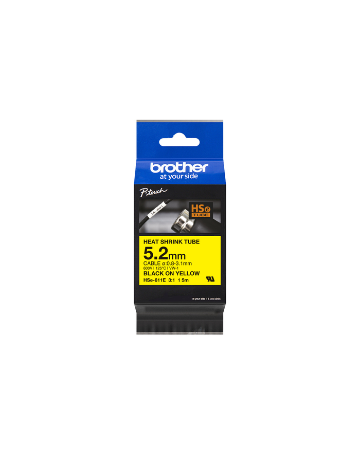 BROTHER Heat Shrink Tube Black on Yellow 5.2mm główny
