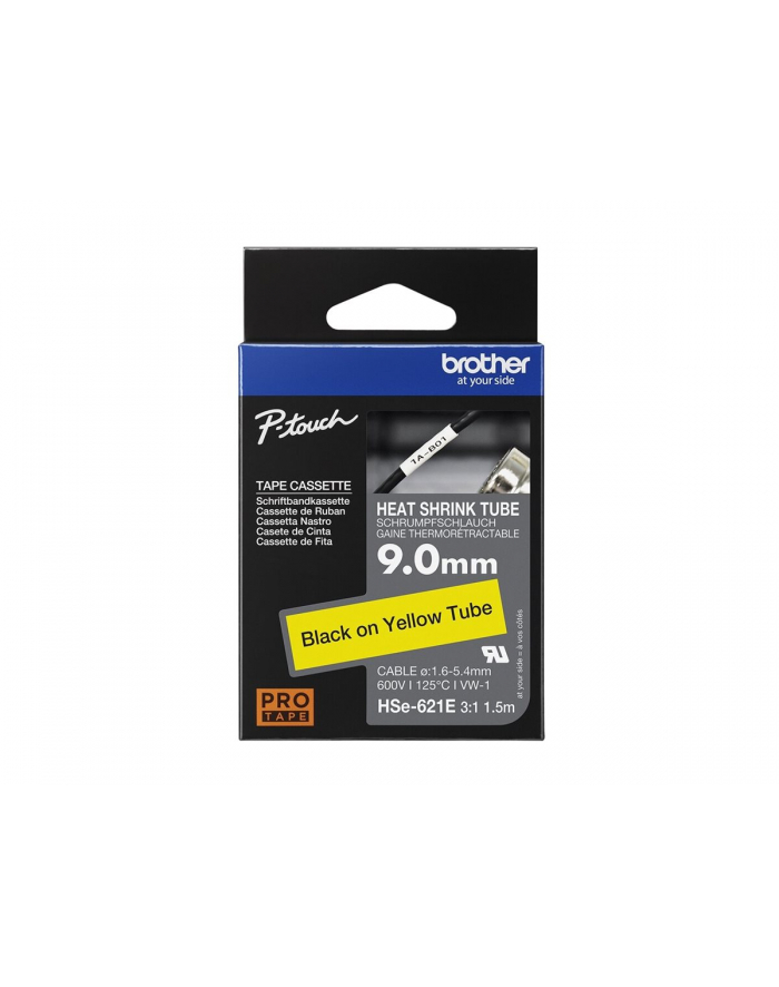 BROTHER Heat Shrink Tube Black on Yellow 9.0mm główny