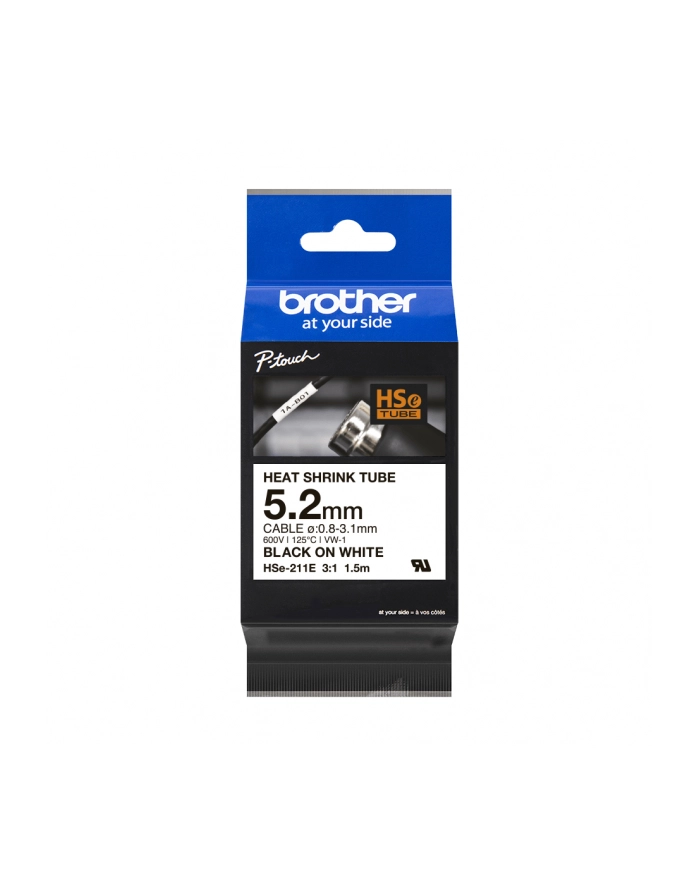 BROTHER Heat Shrink Tube Black on White 5.2mm główny