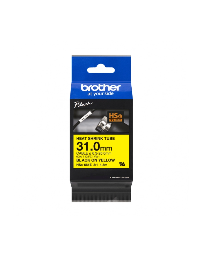 BROTHER HSe-661E Heat Shrink Tube Black on Yellow 31.0mm główny
