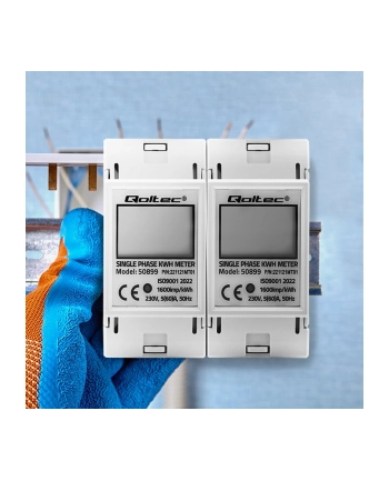 qoltec Jednofazowy elektroniczny licznik | miernik zużycia energii na   szynę DIN | 230V | LCD | 2P nr 2