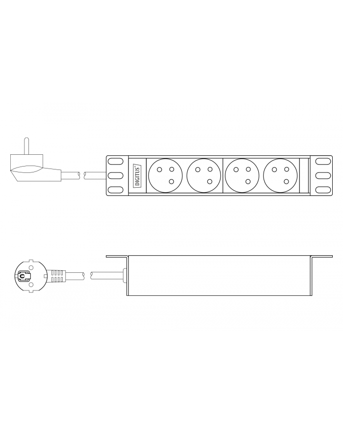 DIGITUS Listwa zasilająca aluminiowa 1U PDU 254 mm 10inch rack mount 4x CEE 7/5 16A 4000W 250VAC 50/60Hz główny