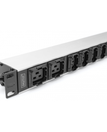 DIGITUS Listwa zasilająca aluminiowa 10 gniazd przewód zasilający 2m wtyczka IEC C20 8x C13 2x C19 16A 230VAC 50/60Hz