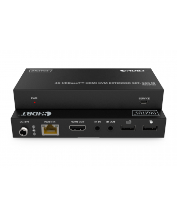 DIGITUS HDBaseT KVM Extender Set 150m 4K/60Hz USB 1.1 PoC IR Kolor: CZARNY