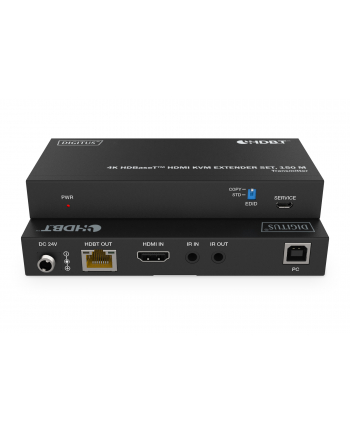 DIGITUS HDBaseT KVM Extender Set 150m 4K/60Hz USB 1.1 PoC IR Kolor: CZARNY