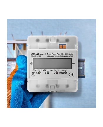 qoltec Trójfazowy elektroniczny licznik | miernik zużycia energii na szynę DIN | 230V | LCD | 4P nr 1