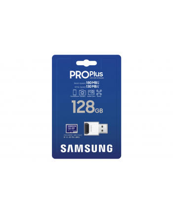 SAMSUNG PRO Plus microSD 128GB Up to 180MB/s Read and 130MB/s Write speed with Class 10 4K UHD incl. Card reader 2023